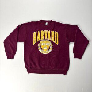 Vintage Harvard University Sz L Discus Athletic Crewneck Sweatshirt Crimson Red